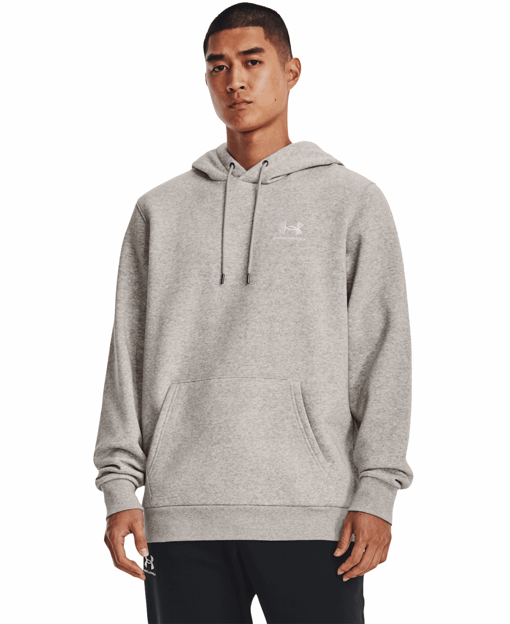 Under Armour Essential Fleece Hoodie Ghost Gray Medium Heather/White