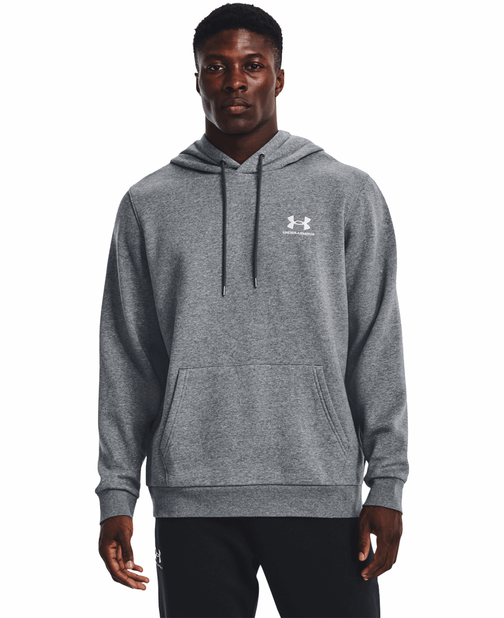 Under Armour Essential Fleece Hoodie Pitch Gray Medium Heather/White