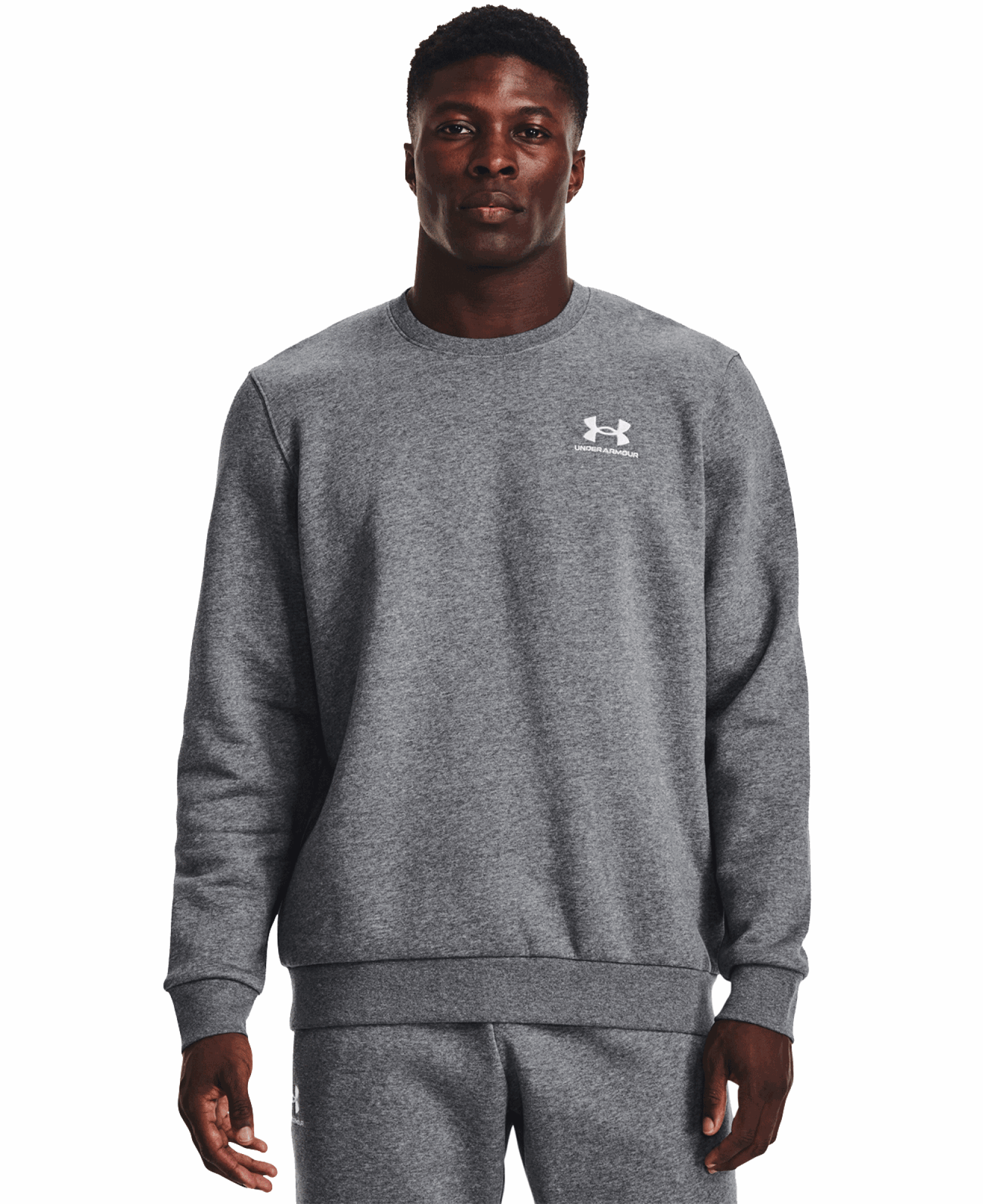 Under Armour Essential Fleece Crew Pitch Gray Medium Heather/White