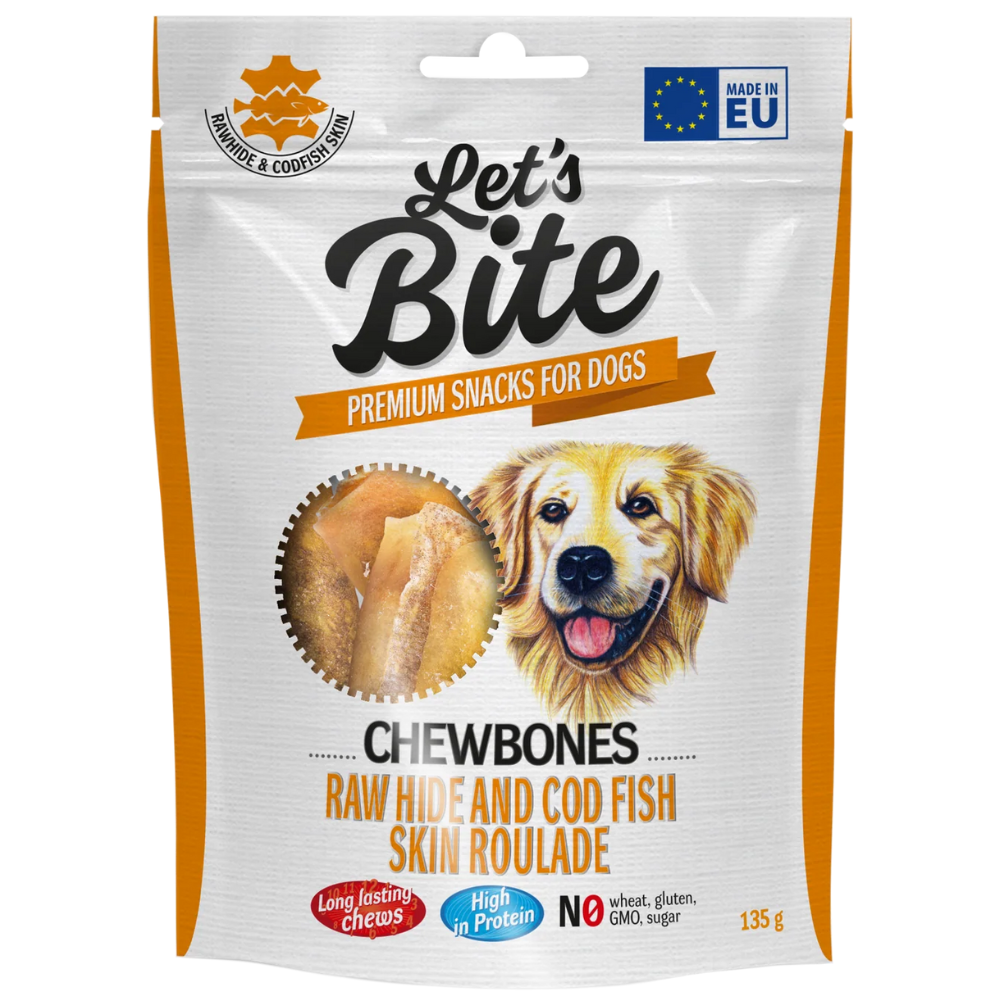 Let's Bite Råhud & Torskskinn Rullader 135 g