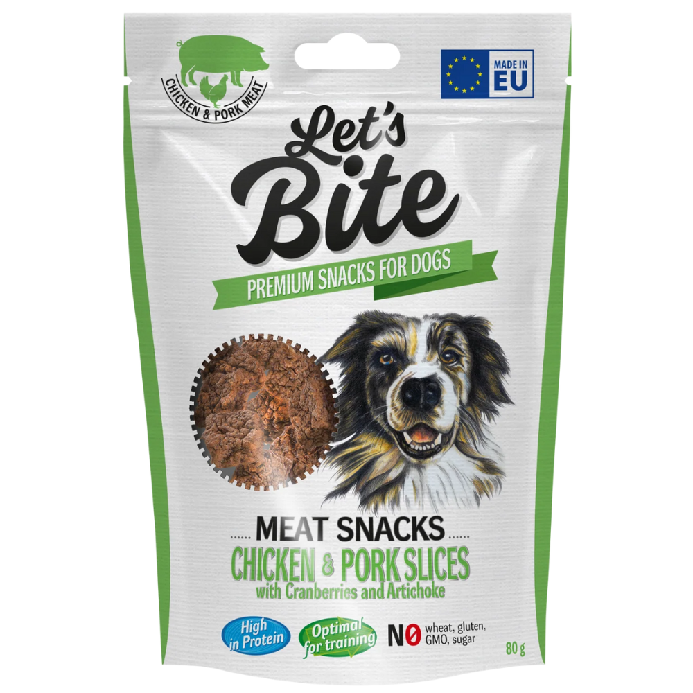 Let's Bite Meat Snacks Kyckling & Fläsk Skivor Med Tranbär 80 g