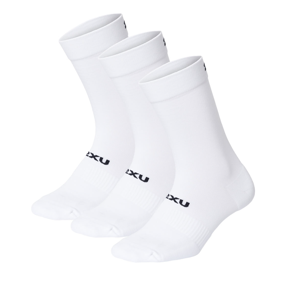 2XU Crew Socks 3 Pack White/Black