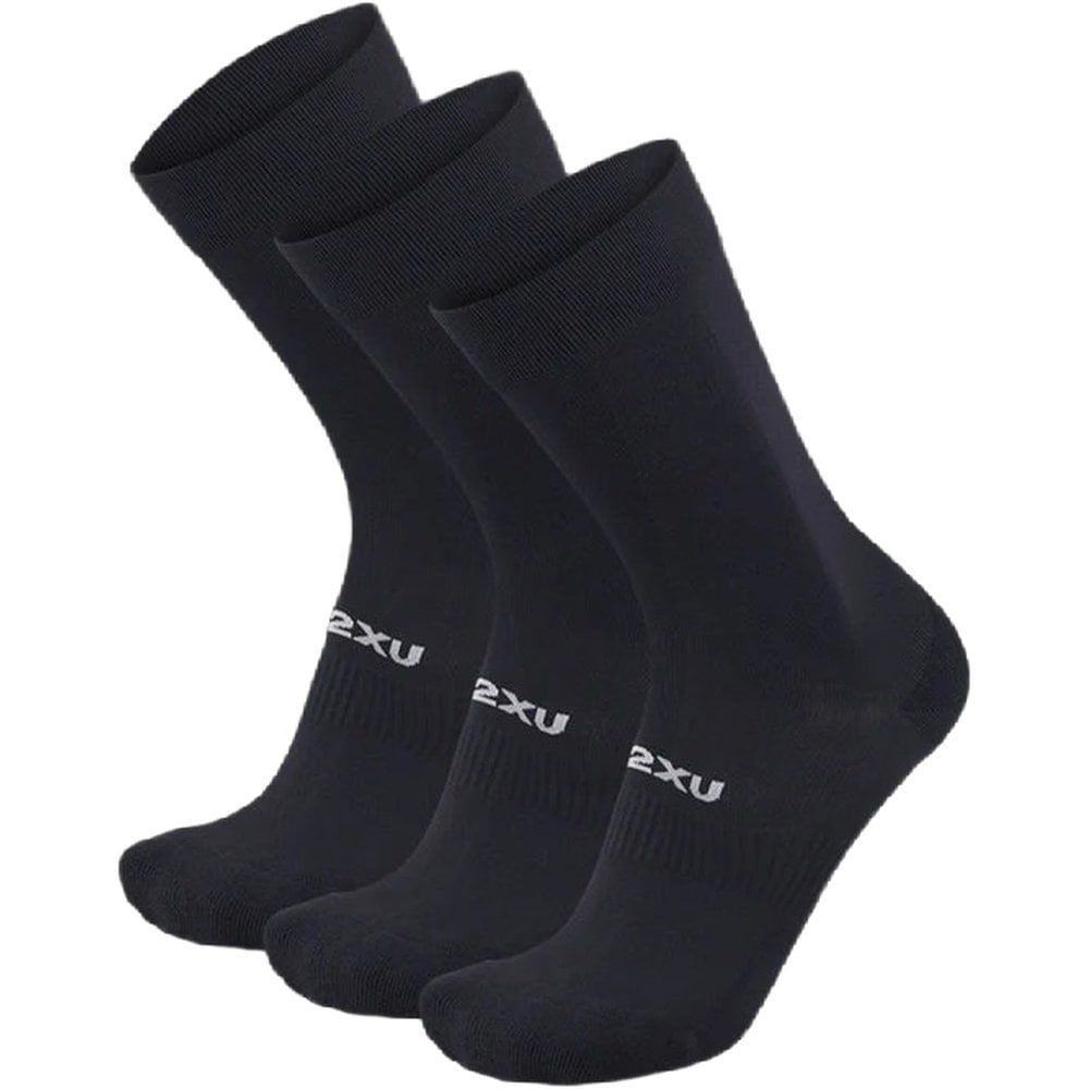 2XU Crew Socks 3 Pack Black/White
