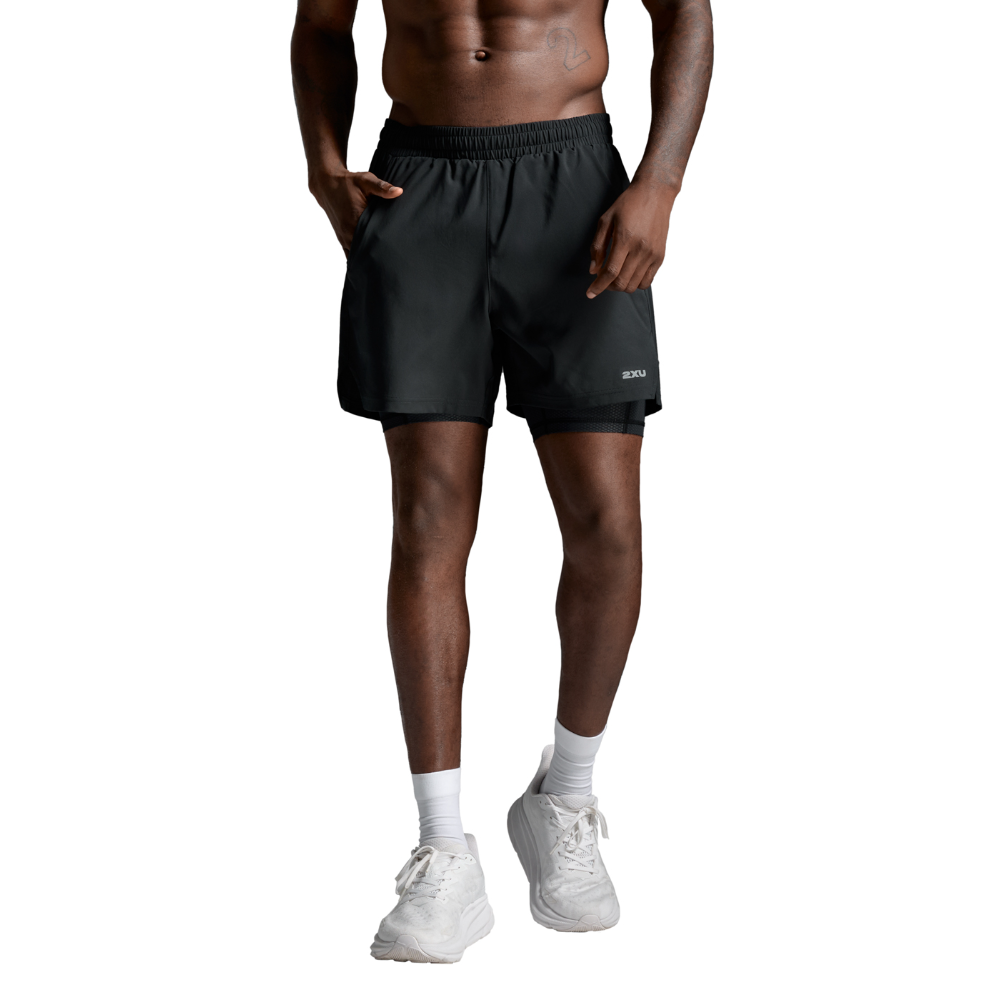 2XU Aero Mesh 2-In-1 5 Inch Shorts Black/Silver Reflective