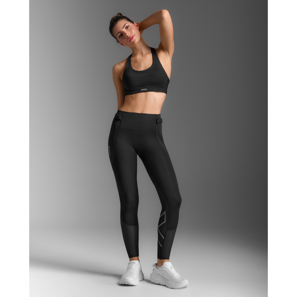 2XU Aero Mesh Medium Impact Bra Black/Silver Reflective