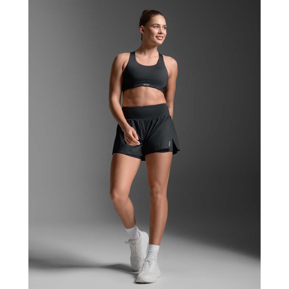 2XU Aero Hi-Rise 2-In-1 3 Inch Shorts Black/Silver Reflective