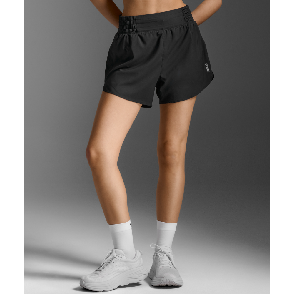 2XU Aero Hi-Rise 4 Inch Shorts Black/Silver Reflective