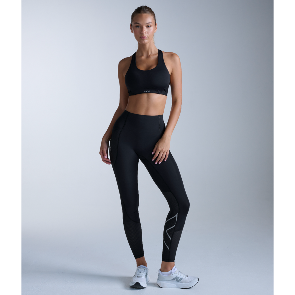 2XU Aero Mesh Hi-Rise Compression Tights Black/Silver Reflective