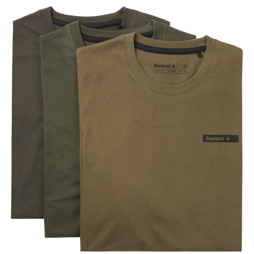 Seeland M's T-Shirt, 3-Pack Pine Green/Military Olive/Grape Leaf