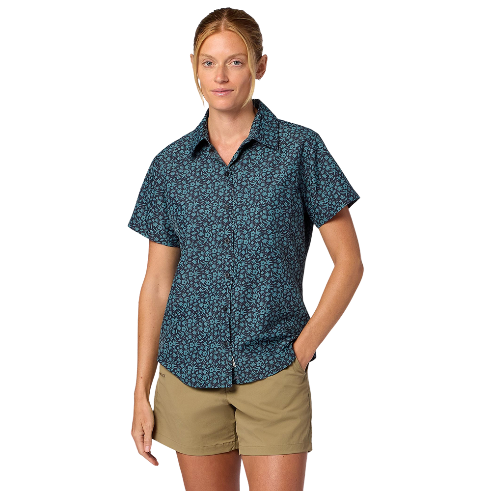 Marmot W's Airexchange Upf 40 Novelty Ss Shirt Blackened Gardener Art