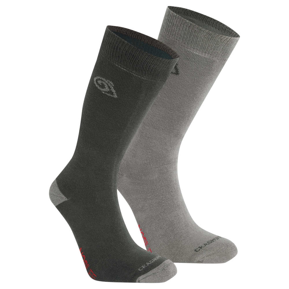 Craghoppers Nosilife Travel Twin Pack Socks Black Pepper / Mid Grey