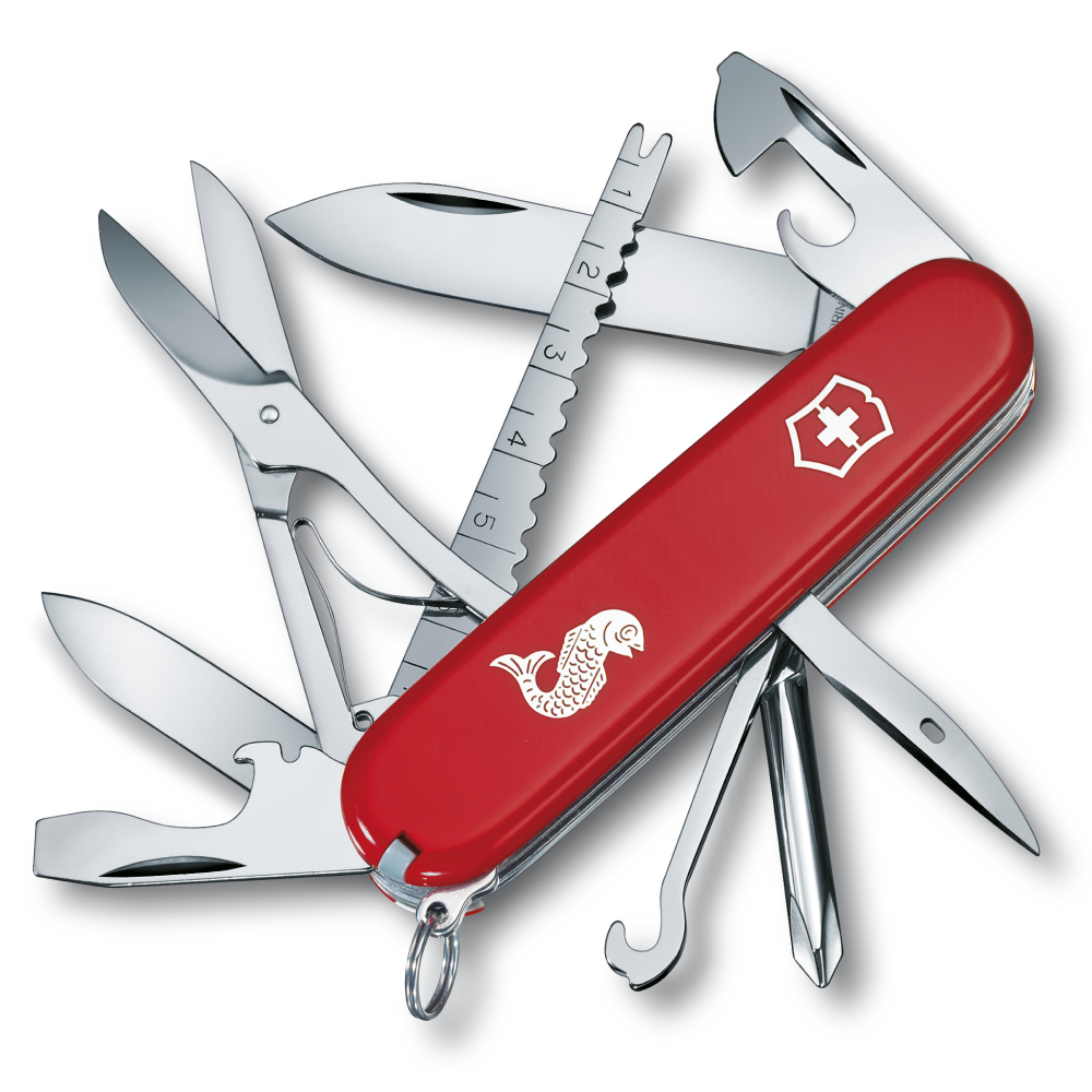 Victorinox Fickkniv Fisherman-Logo Original Swiss Army 91 Mm R&ouml;d Med Fisk-Inl&auml;gg