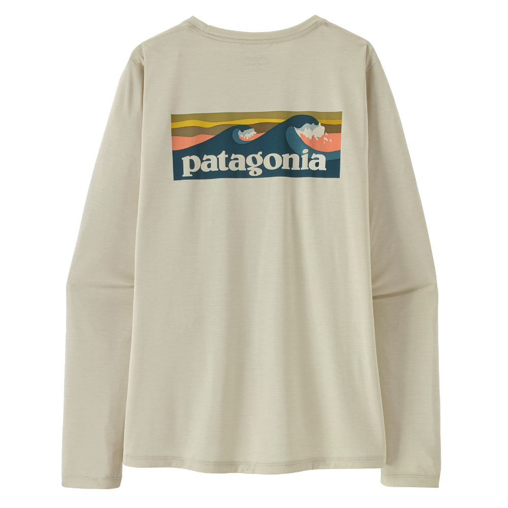 Patagonia W's L/S Cap Cool Daily Shirt - Boardshort Logo Dyno White