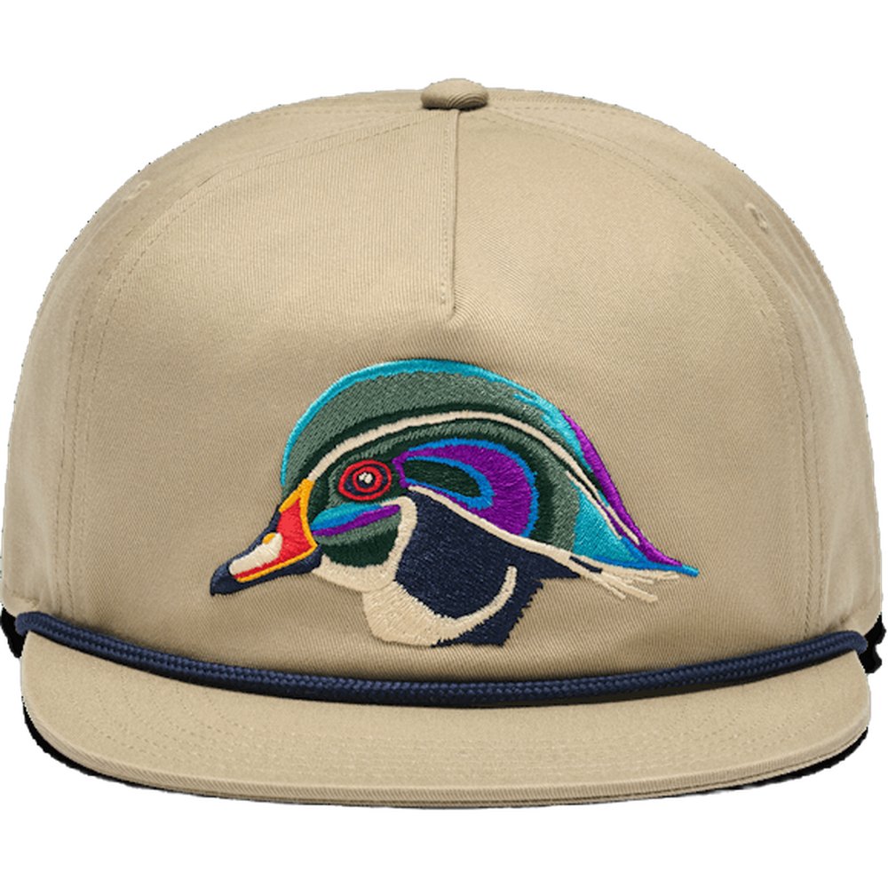 Yeti Wood Duck Flat Brim Rope Hat Khaki