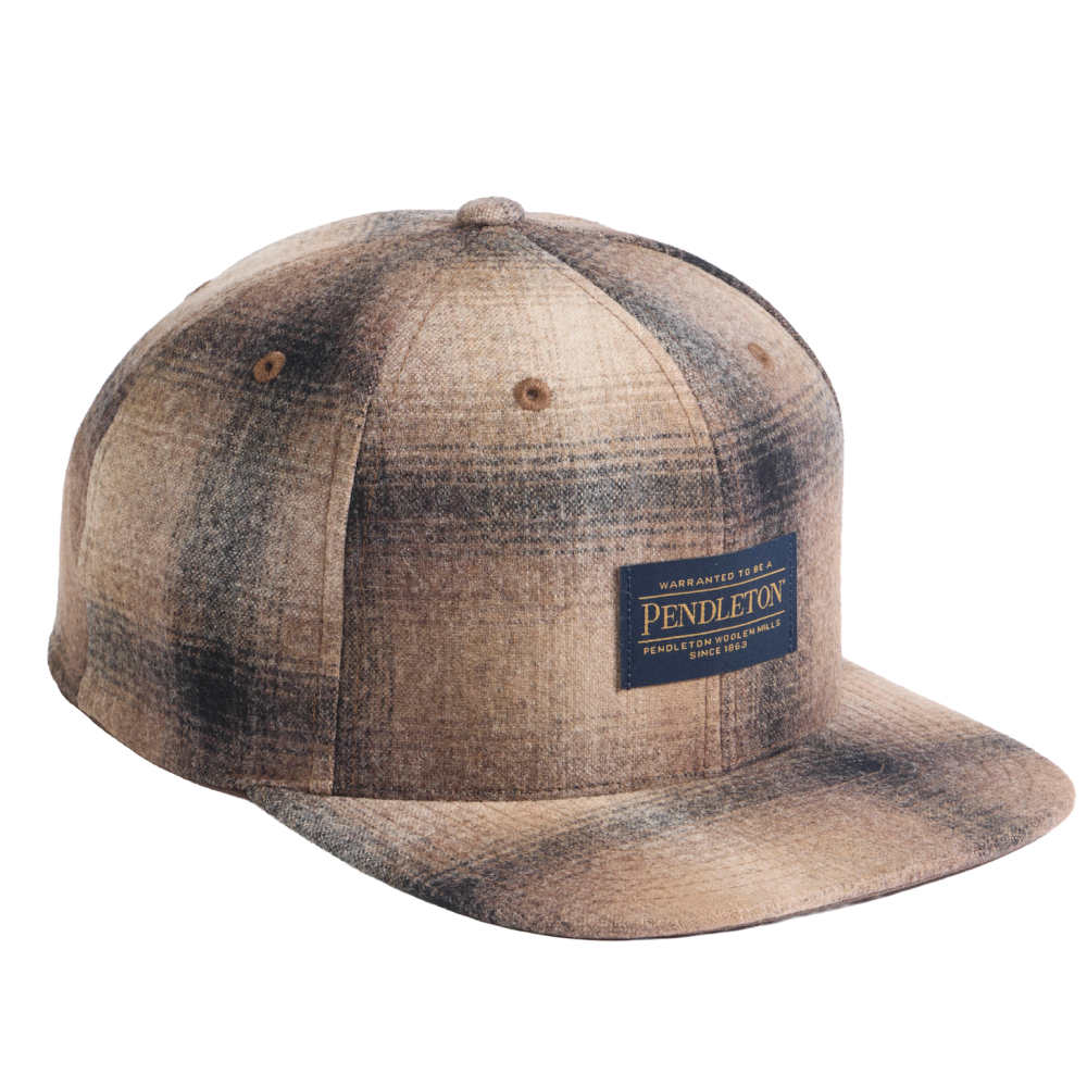 Pendleton Plaid Flat Brim Hat Tan/Taupe Ombre