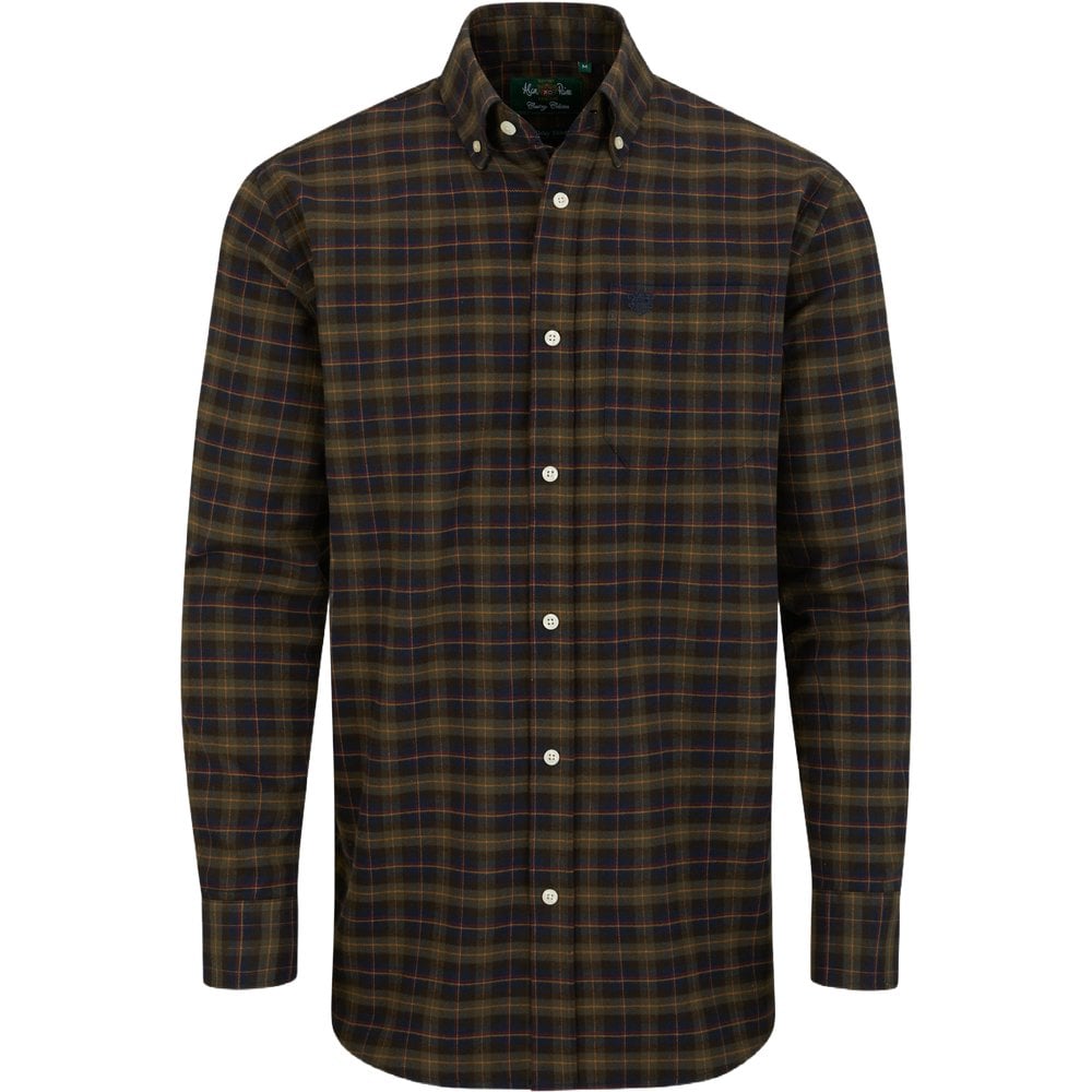 Alan Paine Ilkley Flannel Bd Shirt Olive/Brown