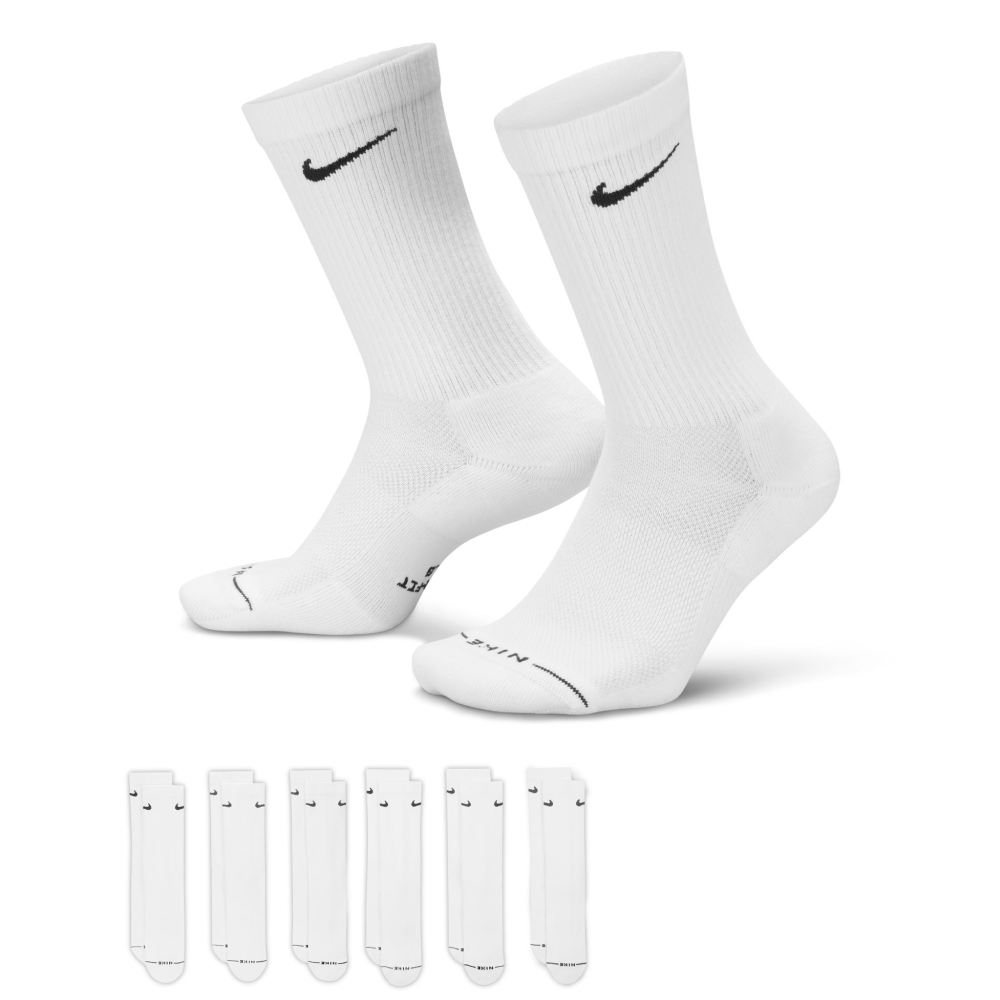 Nike Everyday Elevated Crew Socks (6 Pairs) White