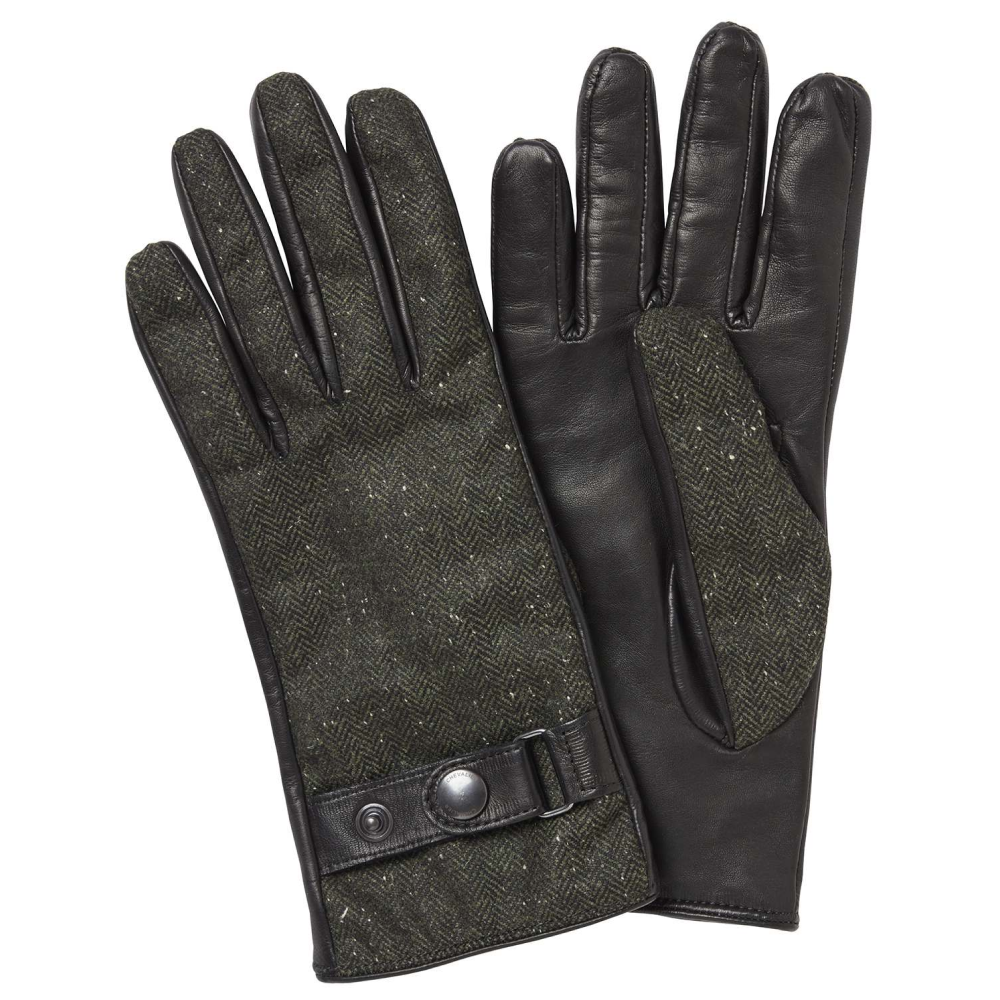 Chevalier Jane Tweed Gloves Women Dark Green Herringbone
