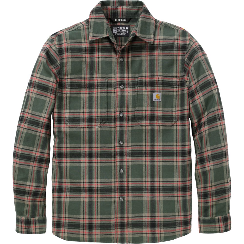 Carhartt Workwear M's Hamilton Relaxed LS Plaid Shirt Forestry Green/Amber Terrain