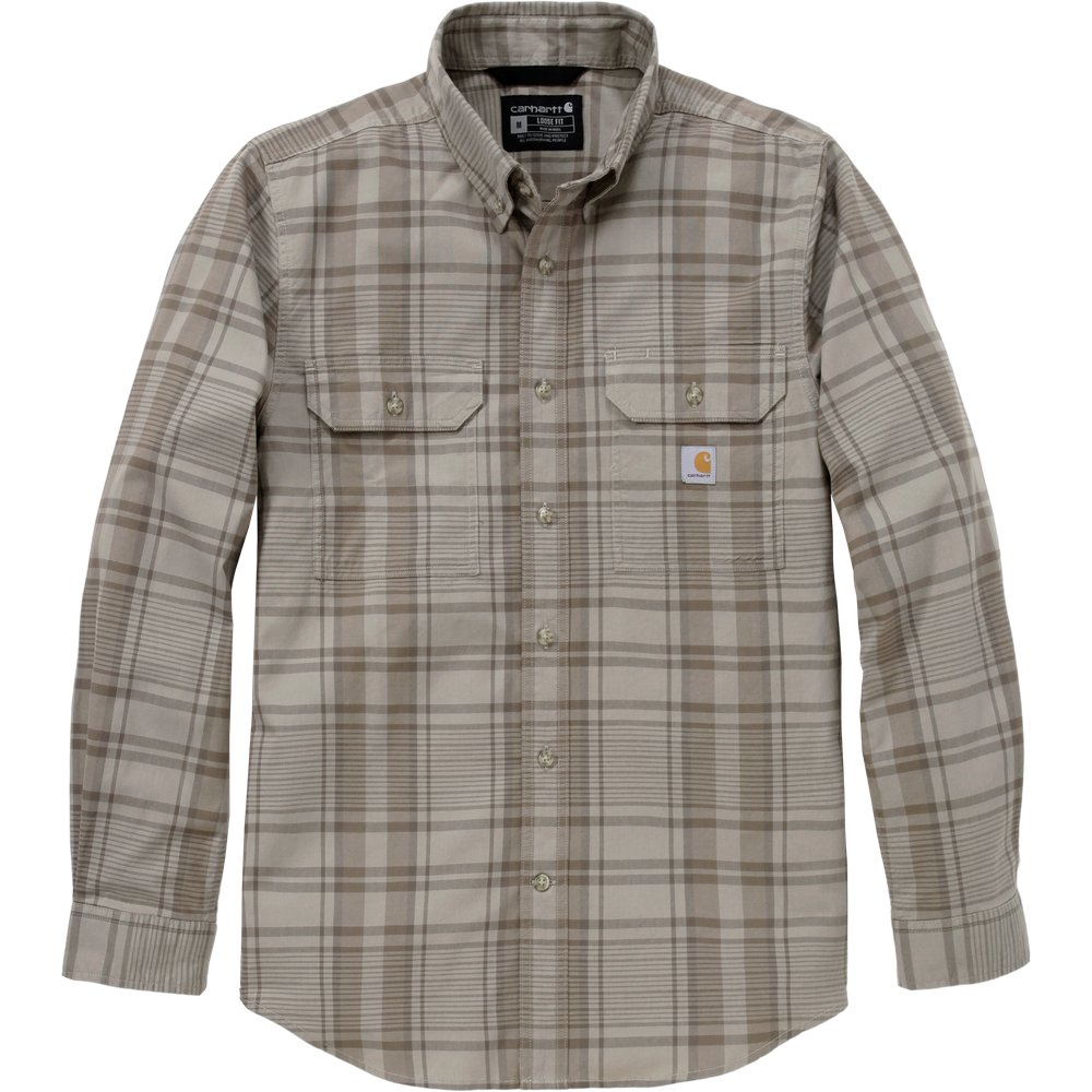 Carhartt Workwear M's Fort Loose LS Plaid Shirt Gray Dunes
