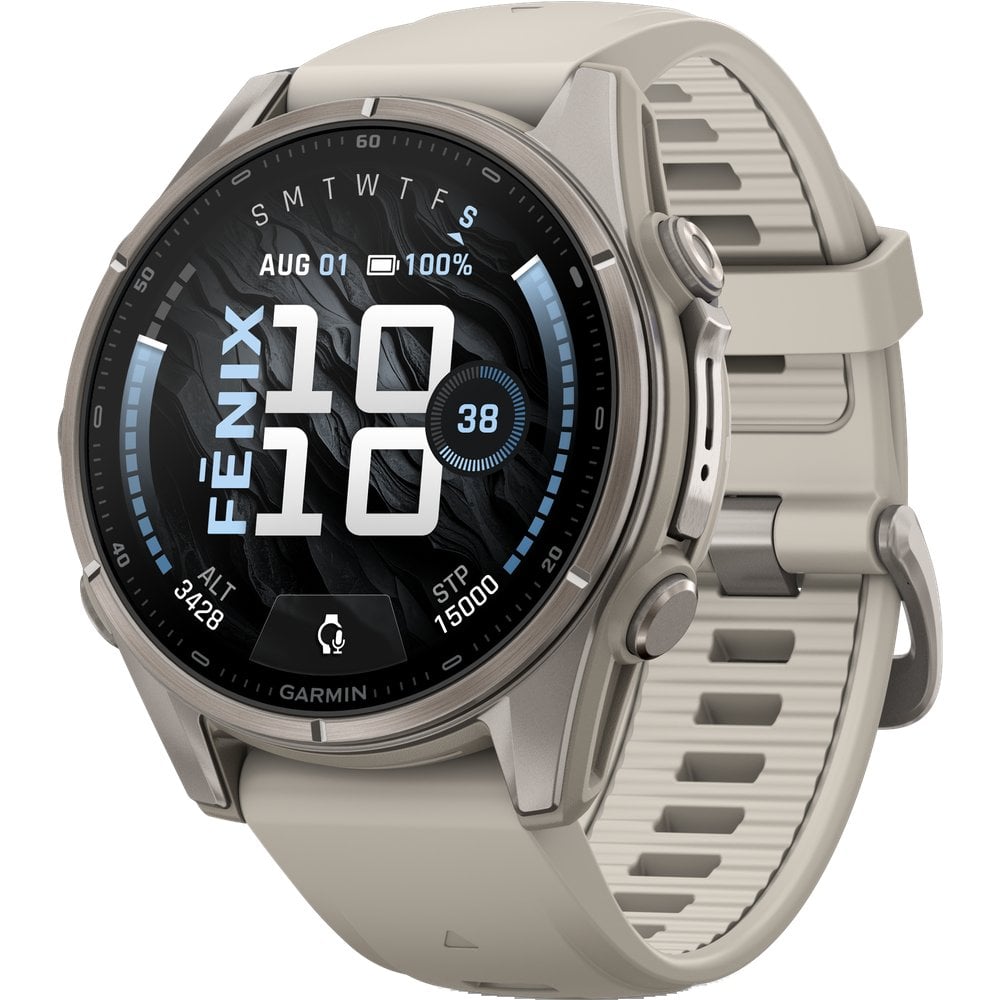 Garmin Fenix 9 43Mm Ti Smartwatch Titanium With Fog Gray Silicone Band