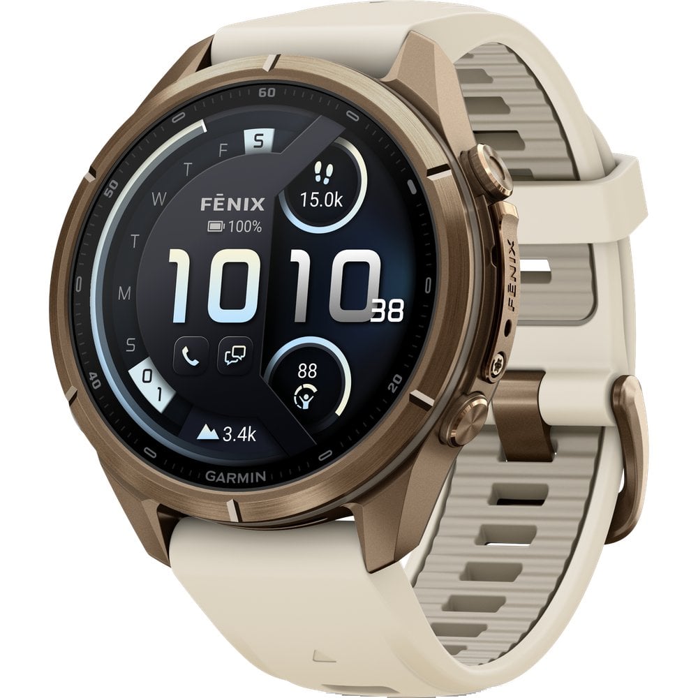 Garmin Fenix 9 Pro 43mm Ti Smartwatch Autumn Gold Titanium With Cream/French Gray Silicone Band