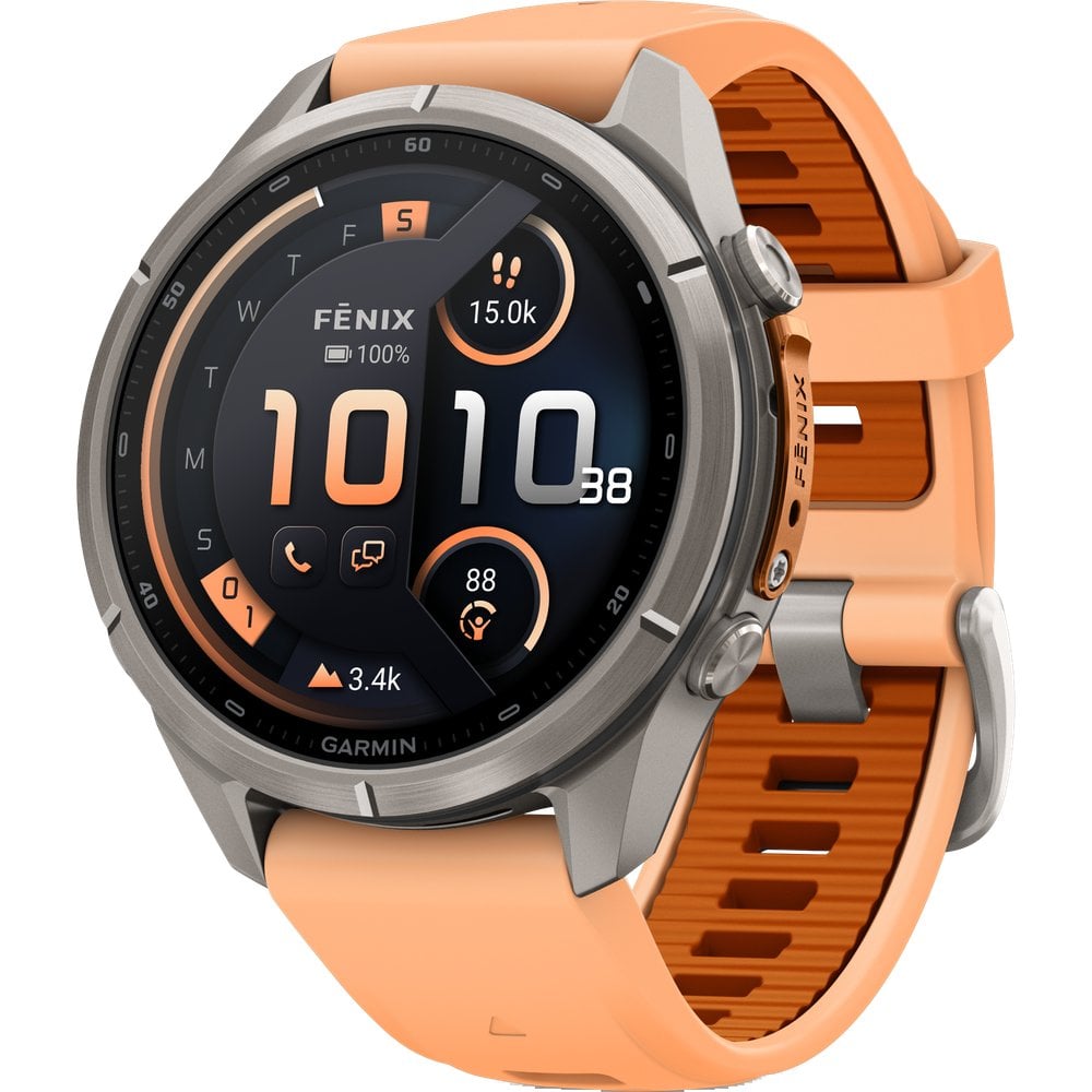 Garmin Fenix 9 Pro Inreach 43Mm Ti Smartwatch Titanium With Shell Pink/Autumn Orange Silicone Band