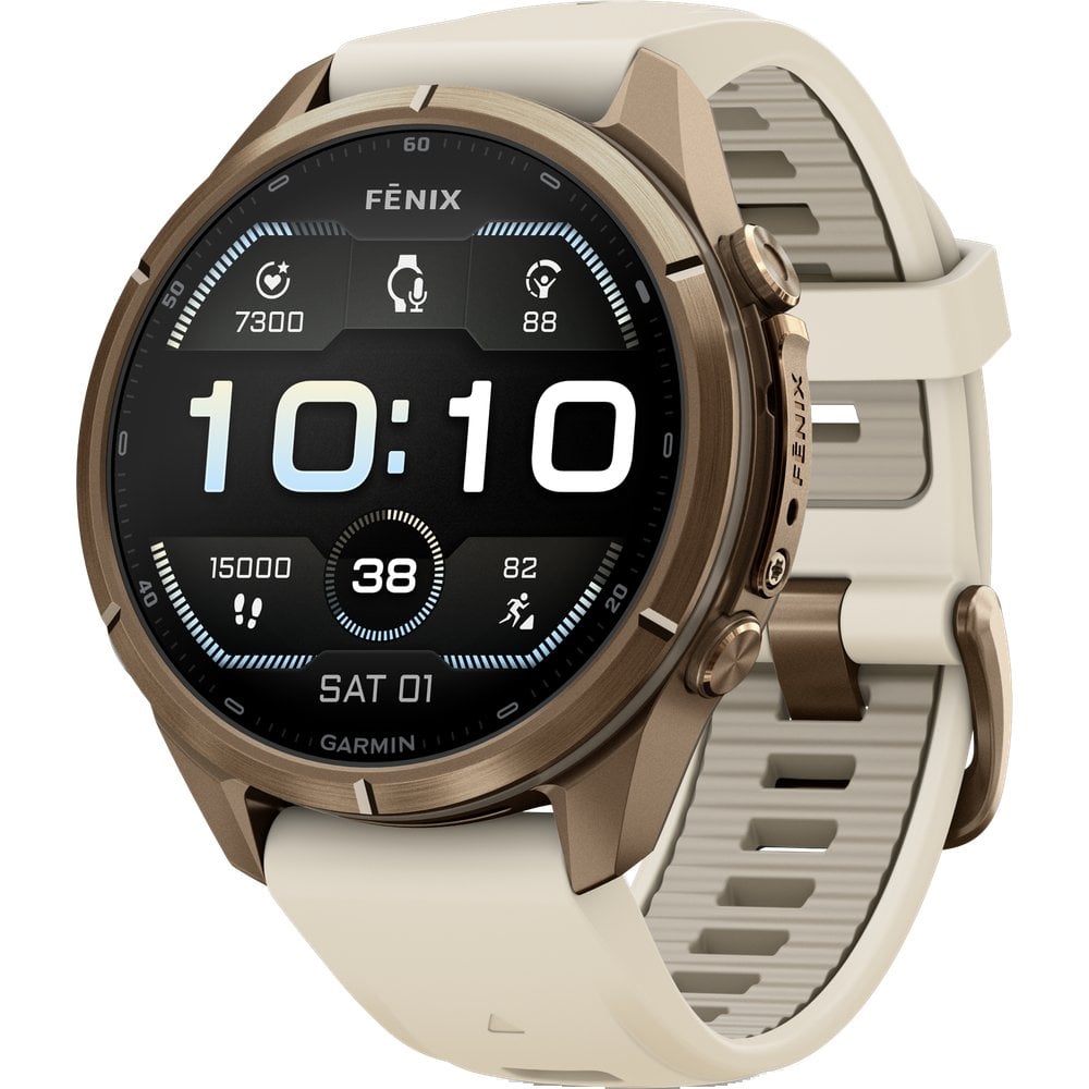 Garmin Fenix 9 Pro 43Mm Ti Smartwatch Autumn Gold Titanium With Cream/French Gray Silicone Band